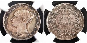 1 Sixpence / 6 Penny 大不列颠及爱尔兰联合王国 (1801 - 1922) 銀 维多利亚 (英国君主)