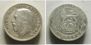 1 Sixpence / 6 Penny 大不列颠及爱尔兰联合王国 (1801 - 1922) 銀 乔治五世  (1865-1936)