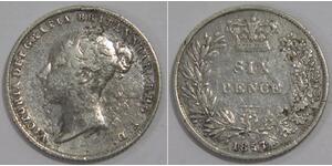 1 Sixpence / 6 Penny 大不列颠及爱尔兰联合王国 (1801 - 1922) 銀 维多利亚 (英国君主)