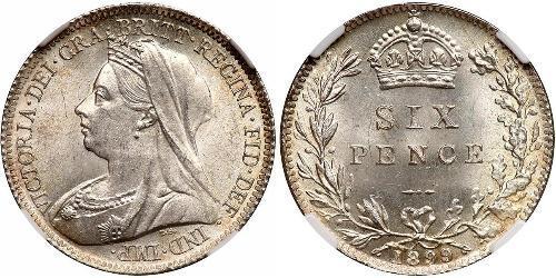 1 Sixpence / 6 Penny 大不列颠及爱尔兰联合王国 (1801 - 1922) 銀 维多利亚 (英国君主)