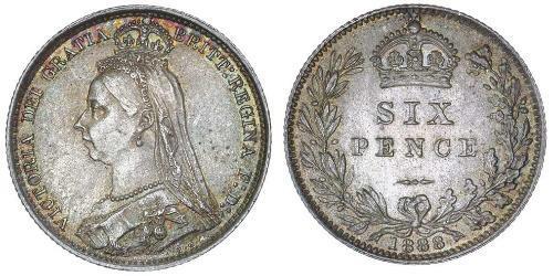 1 Sixpence / 6 Penny 大不列颠及爱尔兰联合王国 (1801 - 1922) 銀 维多利亚 (英国君主)