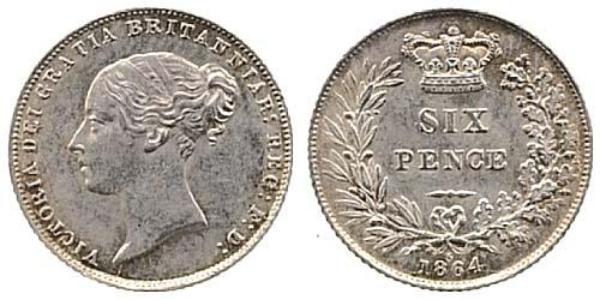1 Sixpence / 6 Penny 大不列颠及爱尔兰联合王国 (1801 - 1922) 銀 维多利亚 (英国君主)