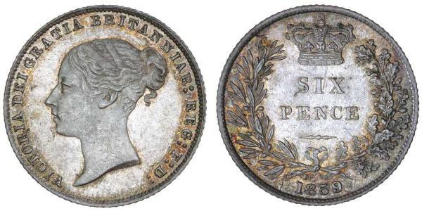 1 Sixpence / 6 Penny 大不列颠及爱尔兰联合王国 (1801 - 1922) 銀 维多利亚 (英国君主)