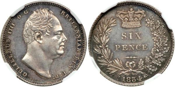 1 Sixpence / 6 Penny 大不列颠及爱尔兰联合王国 (1801 - 1922) 銀 威廉四世 (英國)