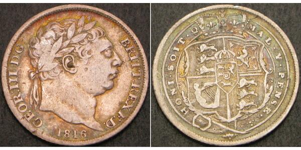 1 Sixpence / 6 Penny 大不列颠及爱尔兰联合王国 (1801 - 1922) 銀 喬治三世 (1738-1820)