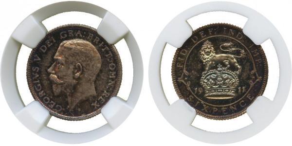 1 Sixpence / 6 Penny 大不列颠及爱尔兰联合王国 (1801 - 1922) 銀 乔治五世  (1865-1936)