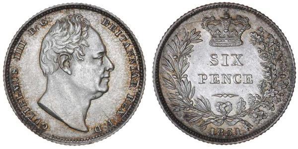 1 Sixpence / 6 Penny 大不列颠及爱尔兰联合王国 (1801 - 1922) 銀 威廉四世 (英國)