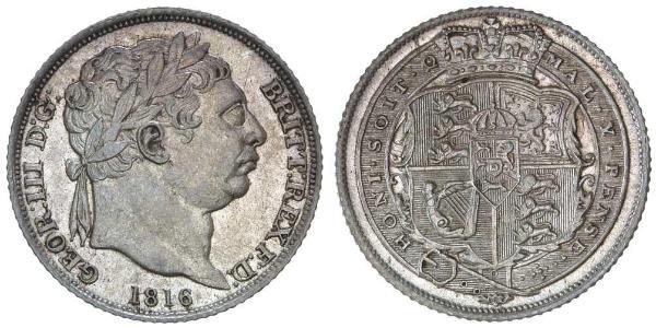 1 Sixpence / 6 Penny 大不列颠及爱尔兰联合王国 (1801 - 1922) 銀 喬治三世 (1738-1820)