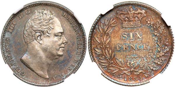 1 Sixpence / 6 Penny 大不列颠及爱尔兰联合王国 (1801 - 1922) 銀 威廉四世 (英國)