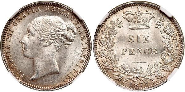 1 Sixpence / 6 Penny 大不列颠及爱尔兰联合王国 (1801 - 1922) 銀 维多利亚 (英国君主)
