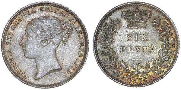 1 Sixpence / 6 Penny 大不列颠及爱尔兰联合王国 (1801 - 1922) 銀 维多利亚 (英国君主)