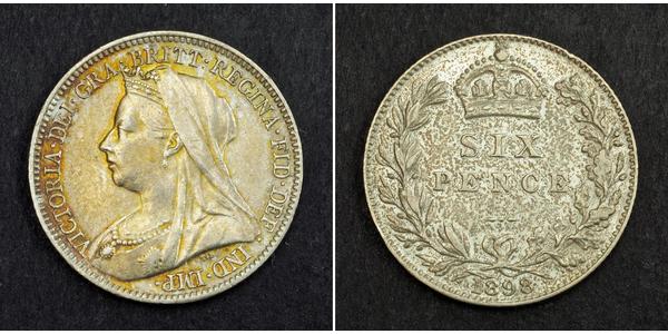 1 Sixpence / 6 Penny 大不列颠及爱尔兰联合王国 (1801 - 1922) 銀 维多利亚 (英国君主)