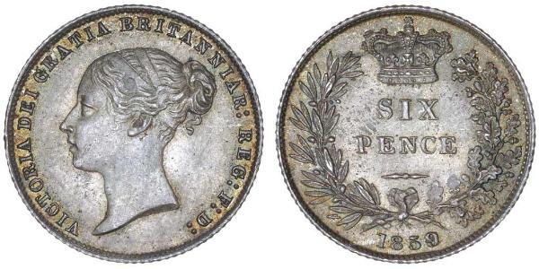 1 Sixpence / 6 Penny 大不列颠及爱尔兰联合王国 (1801 - 1922) 銀 维多利亚 (英国君主)