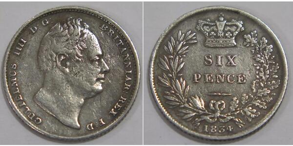 1 Sixpence / 6 Penny 大不列颠及爱尔兰联合王国 (1801 - 1922) 銀 威廉四世 (英國)
