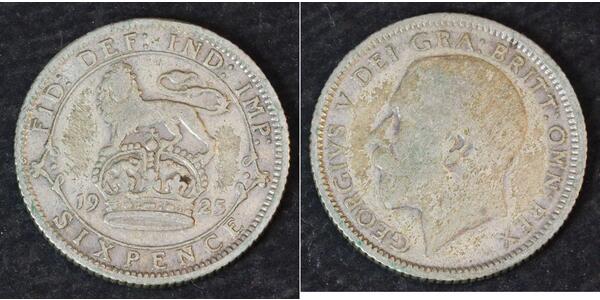 1 Sixpence / 6 Penny 大不列颠及爱尔兰联合王国 (1801 - 1922) 銀 乔治五世  (1865-1936)