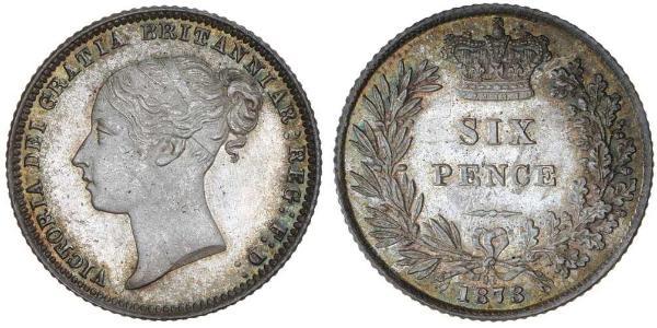 1 Sixpence / 6 Penny 大不列颠及爱尔兰联合王国 (1801 - 1922) 銀 维多利亚 (英国君主)