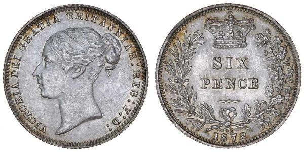 1 Sixpence / 6 Penny 大不列颠及爱尔兰联合王国 (1801 - 1922) 銀 维多利亚 (英国君主)