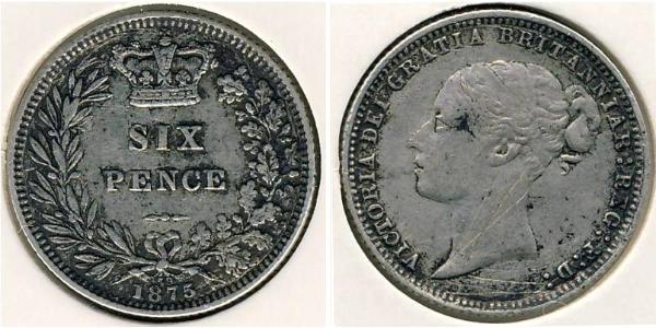 1 Sixpence / 6 Penny 大不列颠及爱尔兰联合王国 (1801 - 1922) 銀 维多利亚 (英国君主)