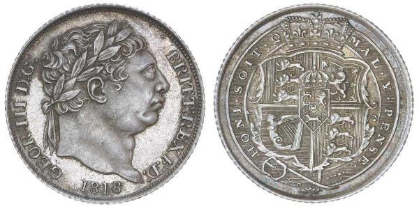 1 Sixpence / 6 Penny 大不列颠及爱尔兰联合王国 (1801 - 1922) 銀 喬治三世 (1738-1820)