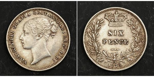 1 Sixpence / 6 Penny 大不列颠及爱尔兰联合王国 (1801 - 1922) 銀 维多利亚 (英国君主)