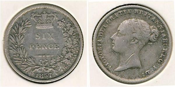 1 Sixpence / 6 Penny 大不列颠及爱尔兰联合王国 (1801 - 1922) 銀 维多利亚 (英国君主)