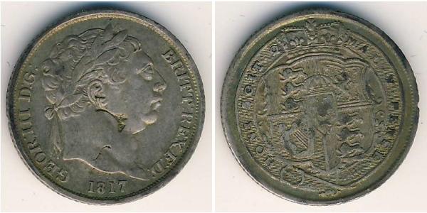 1 Sixpence / 6 Penny 大不列颠及爱尔兰联合王国 (1801 - 1922) 銀 喬治三世 (1738-1820)