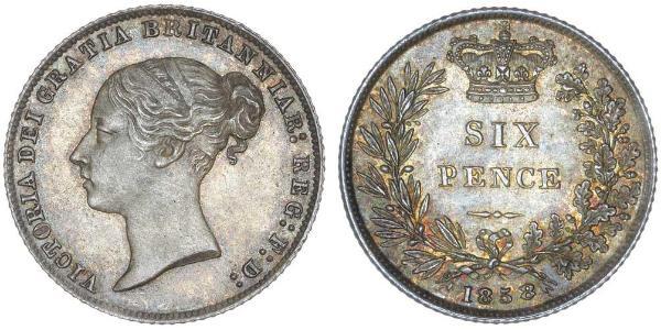 1 Sixpence / 6 Penny 大不列颠及爱尔兰联合王国 (1801 - 1922) 銀 维多利亚 (英国君主)