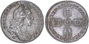 1 Sixpence / 6 Penny 英格兰王国 銀 威廉三世 (奥兰治)