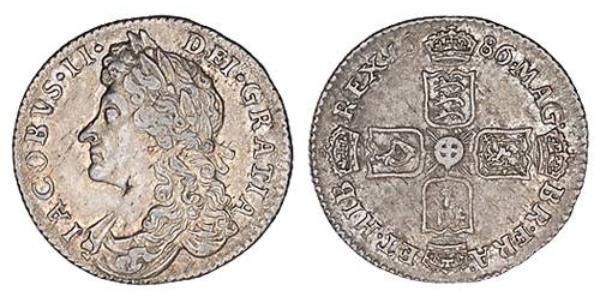 1 Sixpence / 6 Penny 英格兰王国 銀 James II (1633-1701)