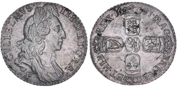 1 Sixpence / 6 Penny 英格兰王国 銀 威廉三世 (奥兰治)