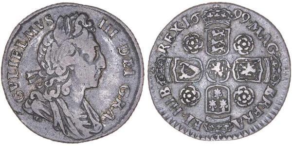 1 Sixpence / 6 Penny 英格兰王国 銀 威廉三世 (奥兰治)