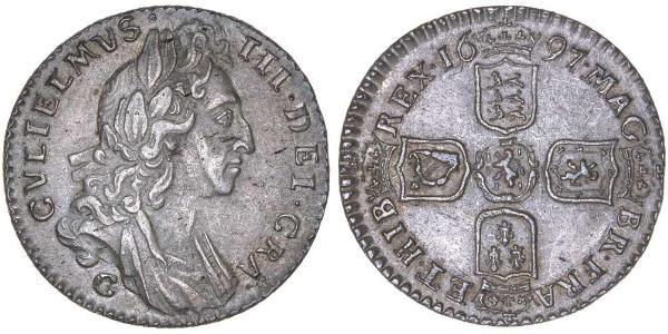 1 Sixpence / 6 Penny 英格兰王国 銀 威廉三世 (奥兰治)