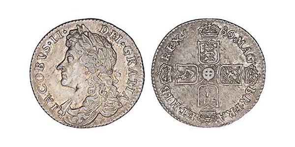 1 Sixpence / 6 Penny 英格兰王国 銀 James II (1633-1701)