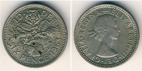 1 Sixpence / 6 Penny United Kingdom (1922-) 銅/镍 伊丽莎白二世 (1926-2022)