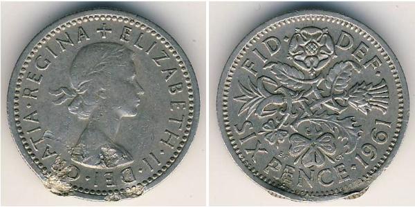 1 Sixpence / 6 Penny United Kingdom (1922-) 銅/镍 伊丽莎白二世 (1926-2022)