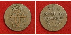 1 Skilling Danemark Cuivre 