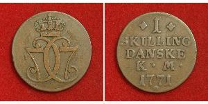 1 Skilling Danemark Cuivre 
