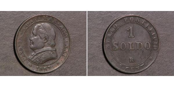 1 Soldo 教皇国 (754 - 1870)  Pope Pius IX (1792- 1878)