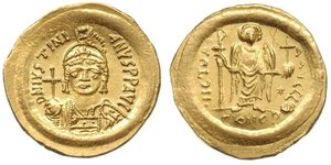 1 Solidus Byzantine Empire (330-1453) Gold Justinian I (482-565)