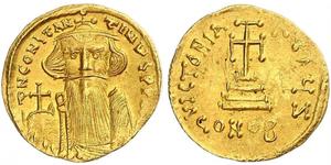 1 Solidus Byzantine Empire (330-1453) Gold Constans II (630-668)
