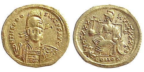 1 Solidus Byzantine Empire (330-1453) Gold Theodosius II (401-450)