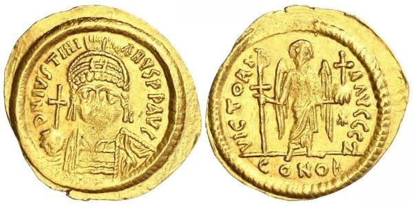 1 Solidus Byzantine Empire (330-1453) Gold Justinian I (482-565)