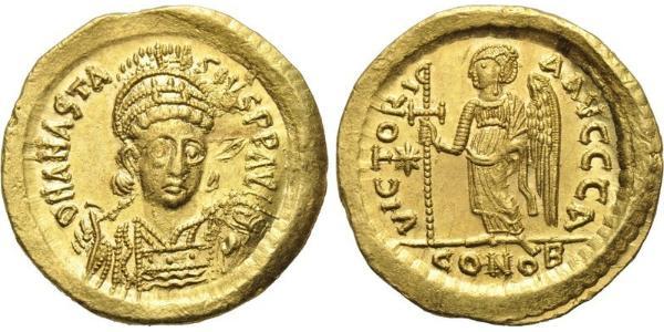 1 Solidus Byzantine Empire (330-1453) Gold Justinian I (482-565)