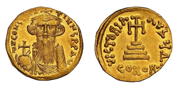 1 Solidus Byzantine Empire (330-1453) Gold Constans II (630-668)