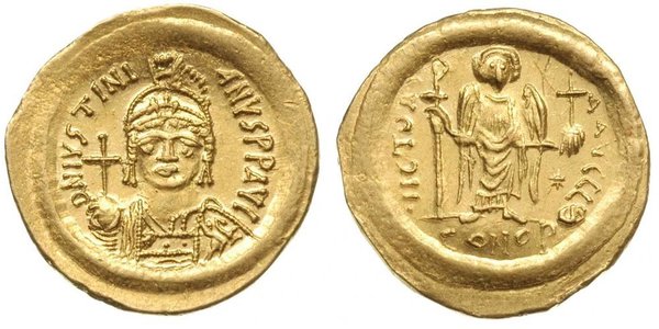 1 Solidus Byzantine Empire (330-1453) Gold Justinian I (482-565)