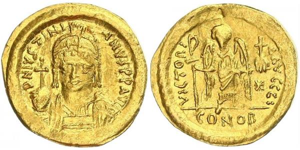 1 Solidus Byzantine Empire (330-1453) Gold Justinian I (482-565)