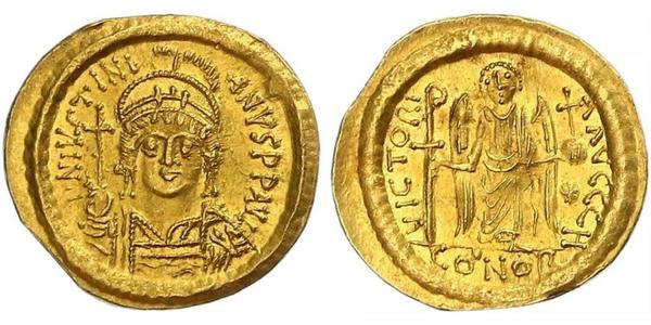 1 Solidus Byzantine Empire (330-1453) Gold Justinian I (482-565)