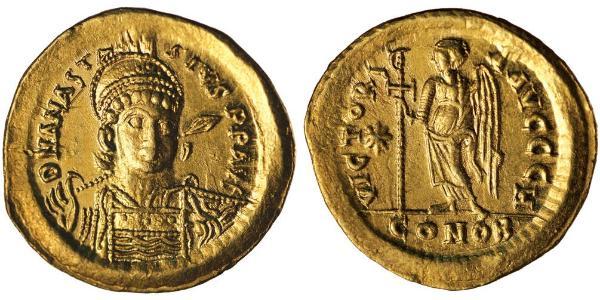 1 Solidus Byzantine Empire (330-1453) Gold Justinian I (482-565)