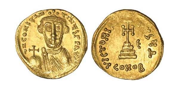 1 Solidus Byzantine Empire (330-1453) Gold Constans II (630-668)