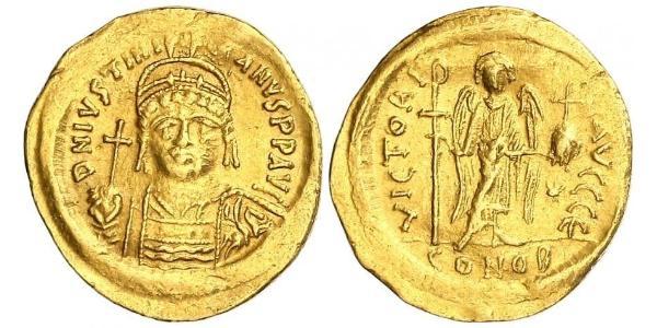 1 Solidus Byzantine Empire (330-1453) Gold Justinian I (482-565)